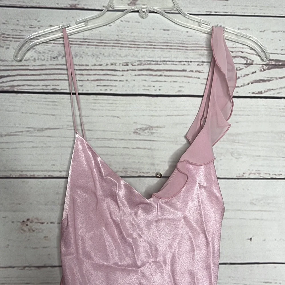 NWT Topshop Asymmetrical Frill Maxi Slip Dress Dress Sz 10! - Picture 7 of 15